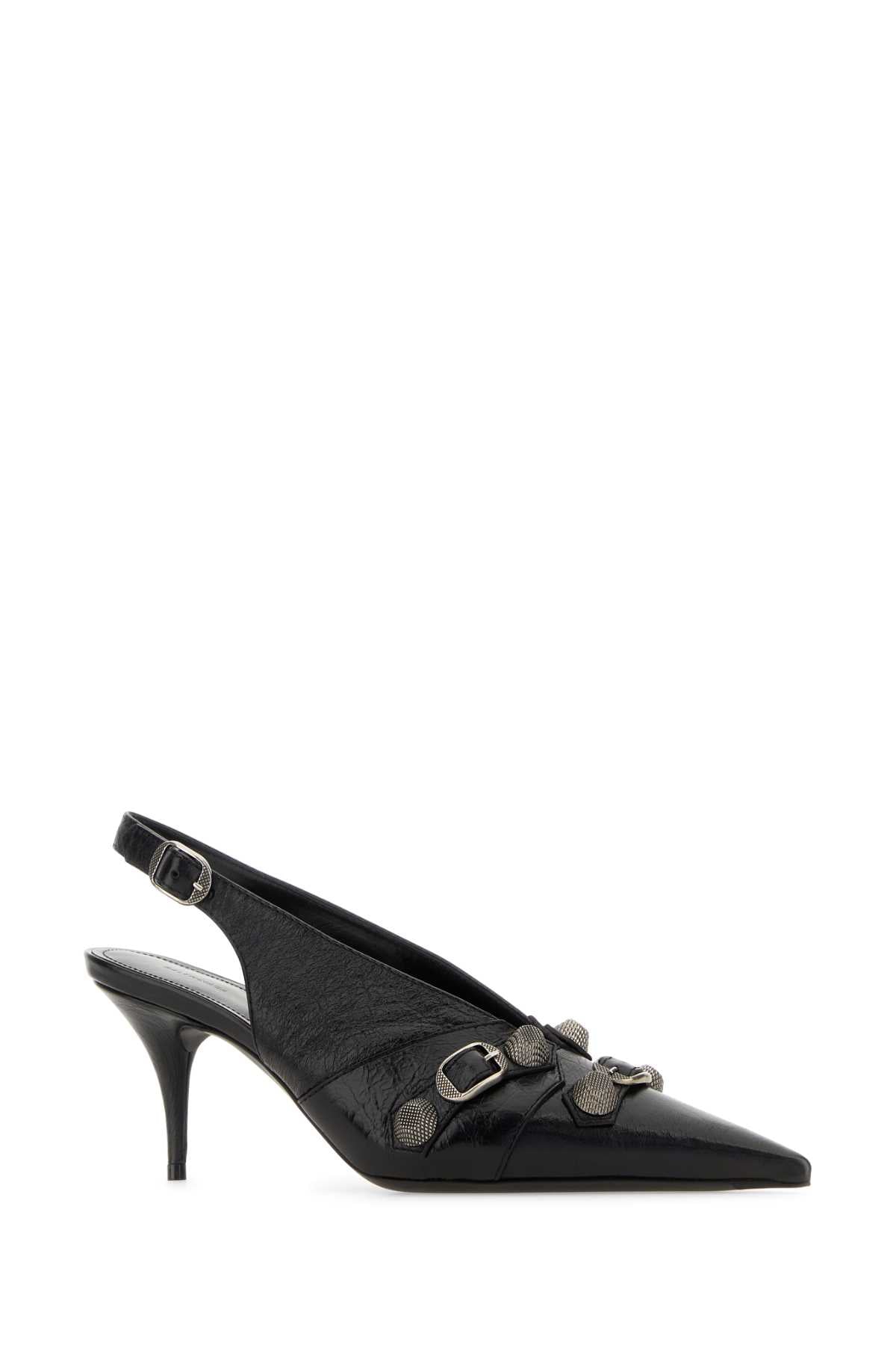 Black Leather Cagole Pumps 1081 Scarpe Con Tacco
