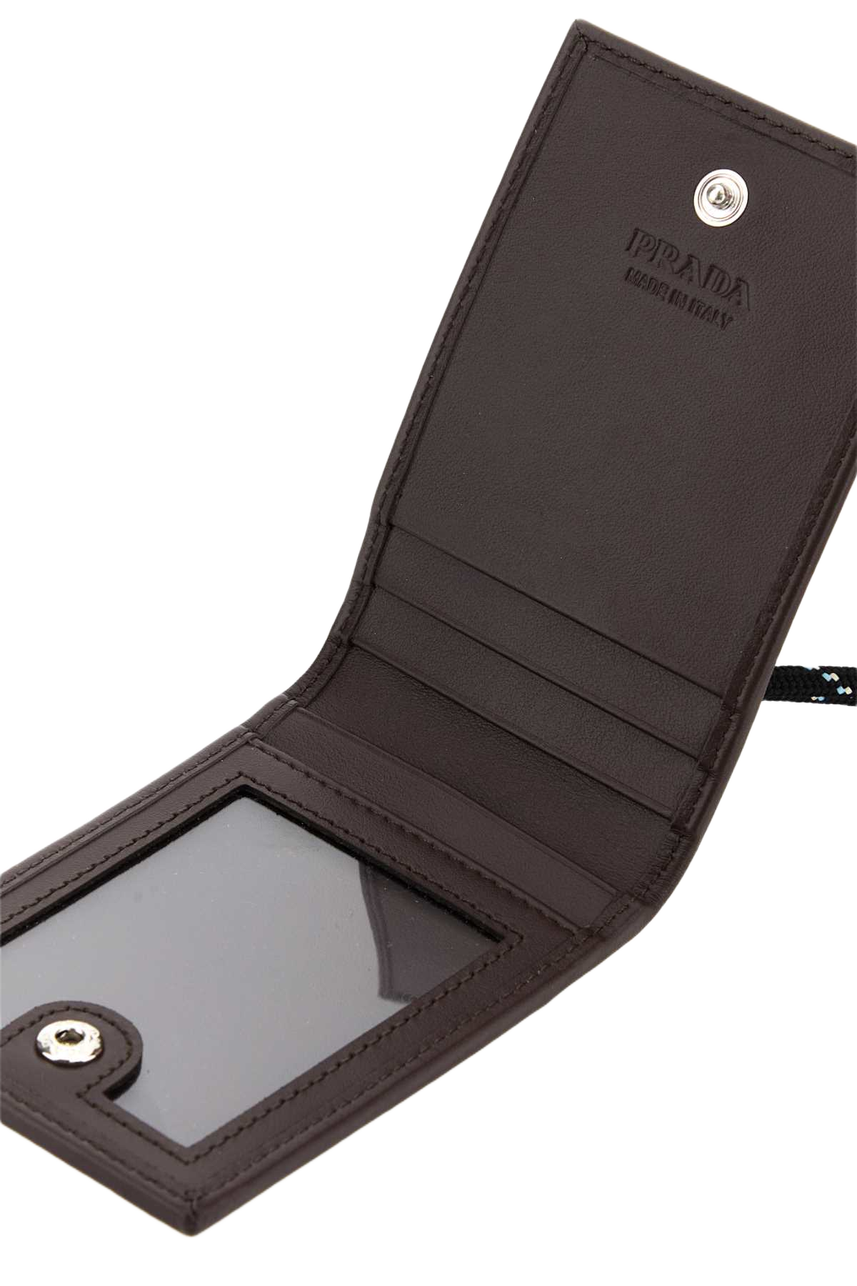 Two-Tone Canvas And Leather Card Holder Nero Portafogli
