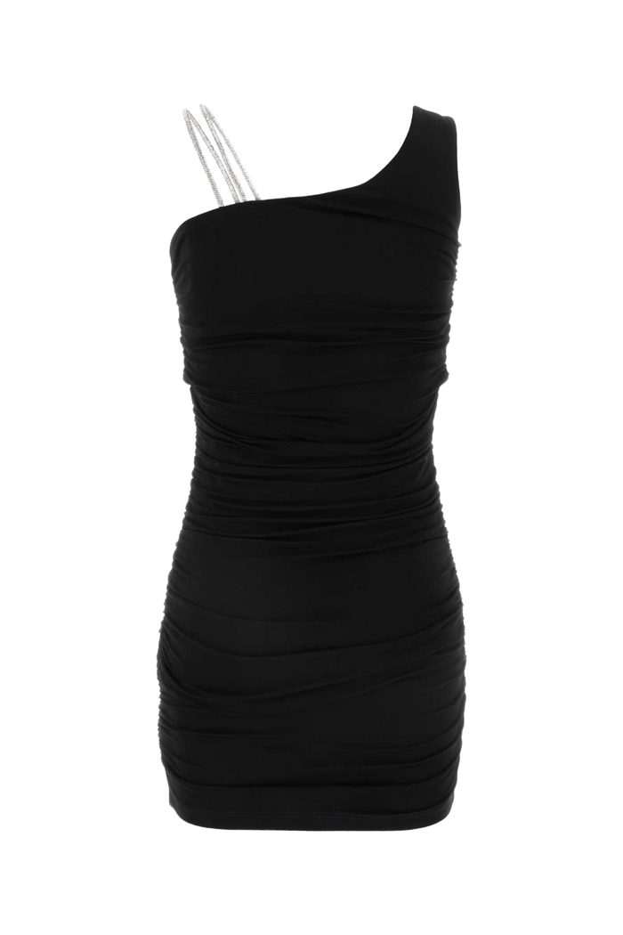 Black Stretch Viscose Mini Dress Blackbl Exterior: Elastane Abiti