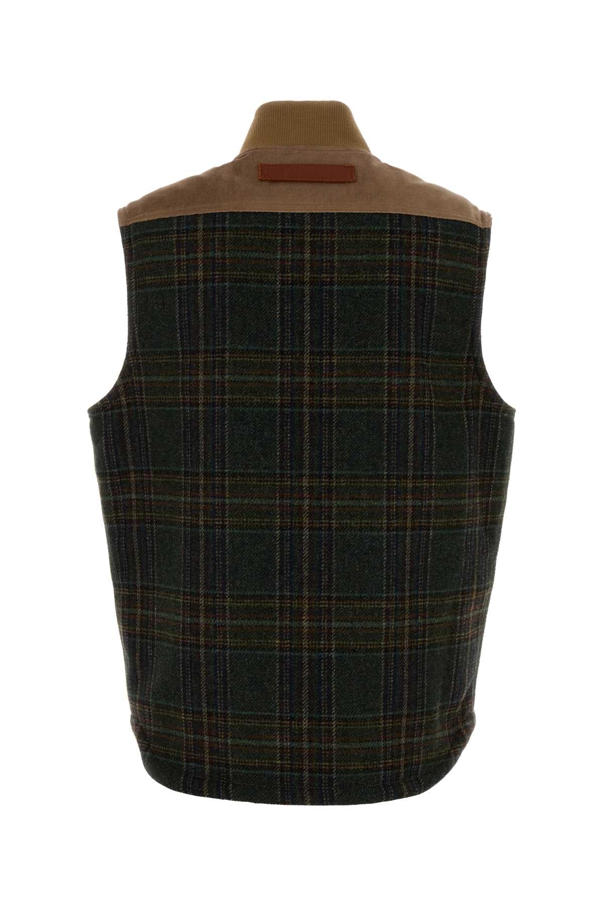 Multicolor Cotton And Wool Sleeveless Jacket Beigexbrnxkhk Giubbini