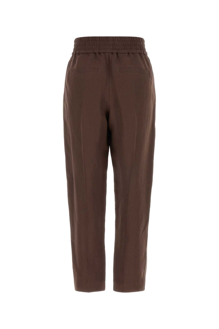 Chocolate Viscose Blend Pant C9284 Exterior: Linen Pantaloni