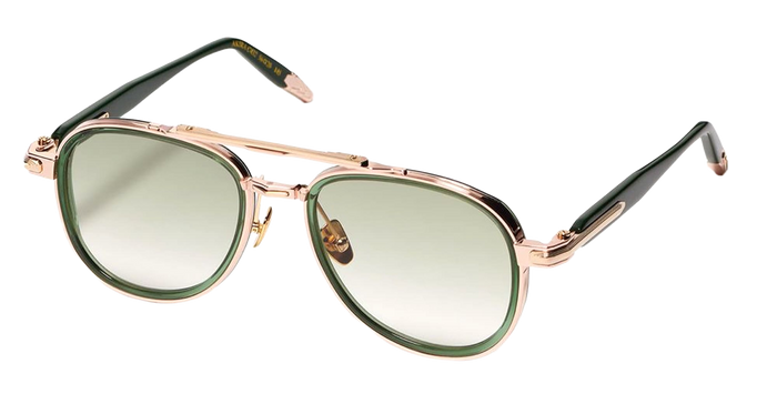 Akira - C432 Dark Green Translucid Rose Gold Nd Metal Sunglasses