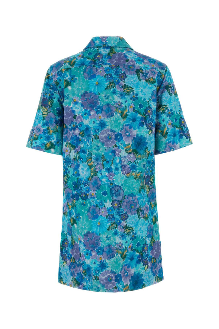 Printed Drill Mini Dress Multicolorblue1 Exterior: Cotton Elastane Abiti