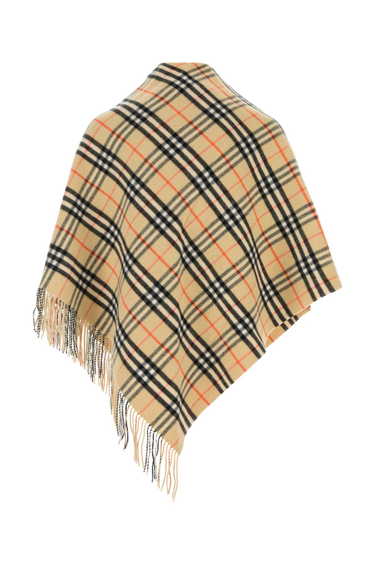 Embroidered Wool Blend Cape Sandpeatsilver Exterior: Cashmere Maglieria