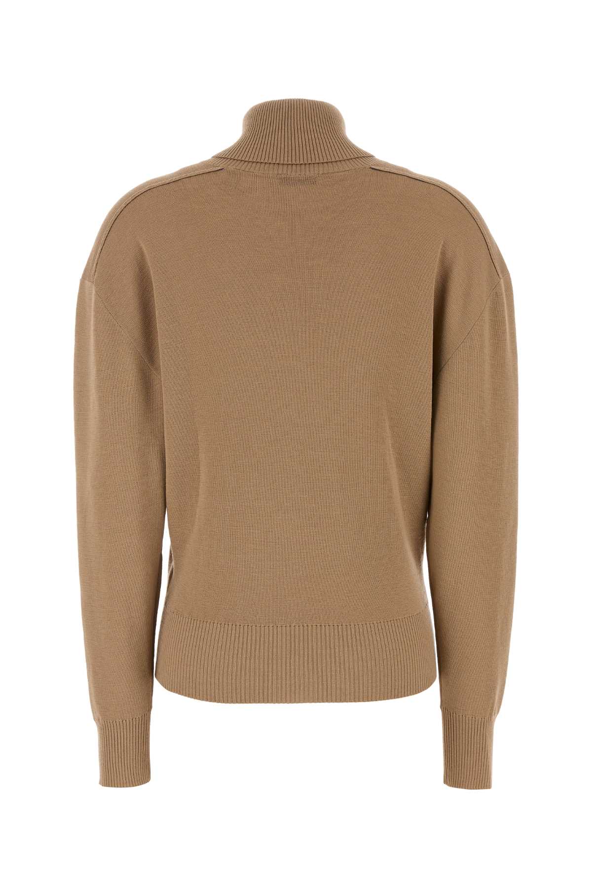Camel Wool Sweater Flax Exterior: Maglieria