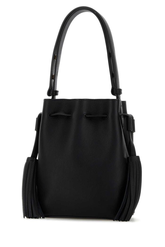 Black Leather Vlogo Signature Bucket Bag Nero Borse A Mano