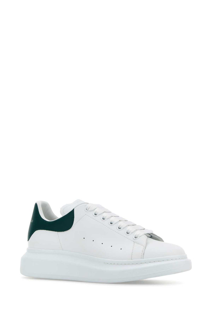 Whitegreen Leather Upper And Rubber Sole Sneaker