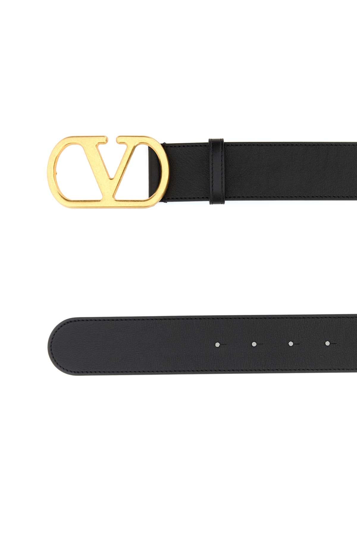 Black Leather Belt Nero Calf - Bos Taurus Cinture