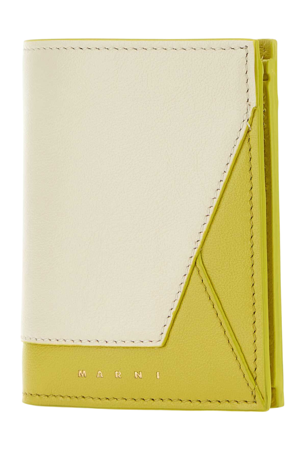 Two-Tone Leather Wallet Talclightlime Exterior: Bovine Portafogli