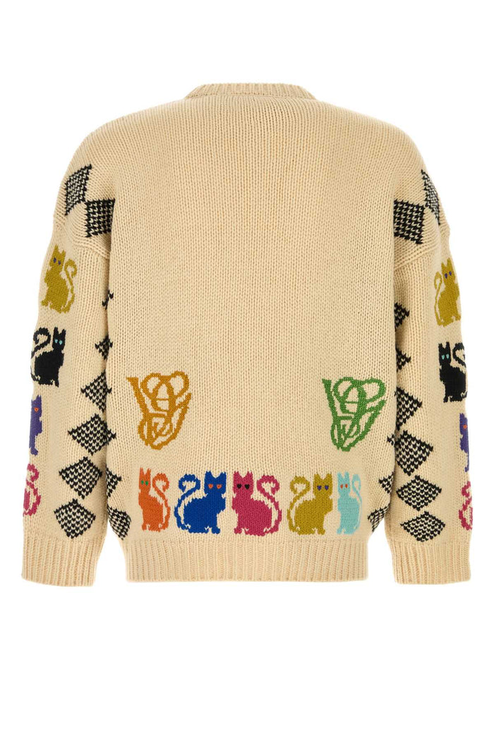 Cream Wool Cardigan Multicolor Virgin Maglieria