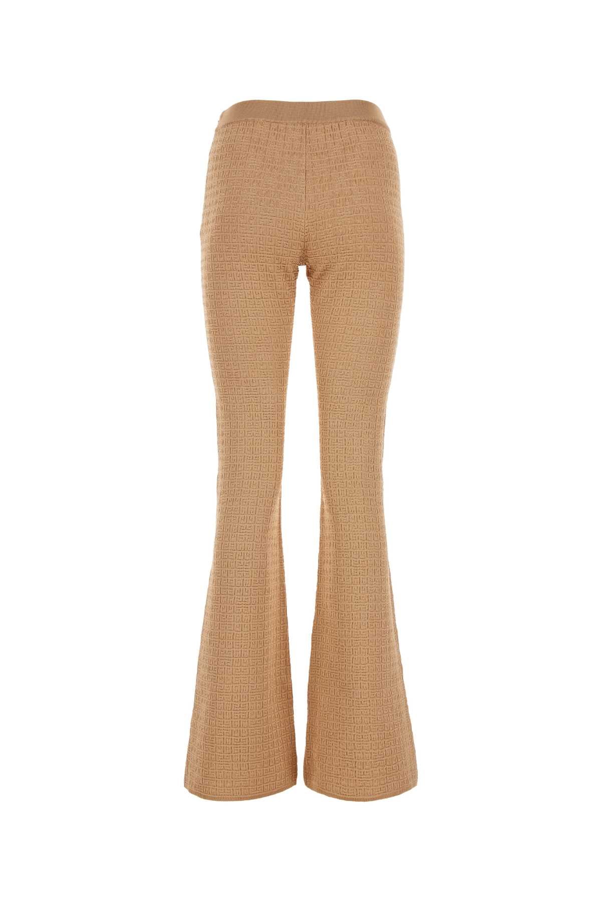 Skin Pink Jacquard Flared Leg Pant Tan Exterior: Viscose Pantaloni