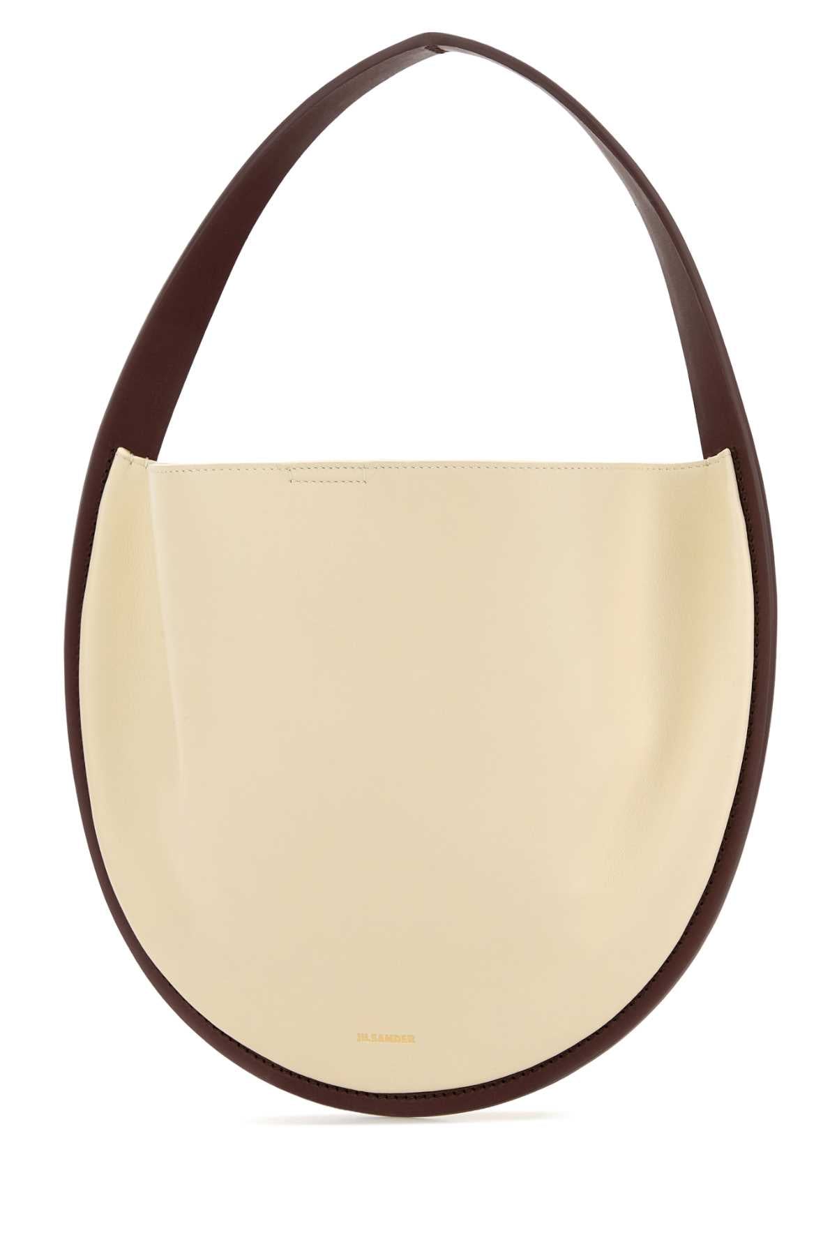 Ivory Leather Pivot Shoulder Bag Eggshell Borse A Mano