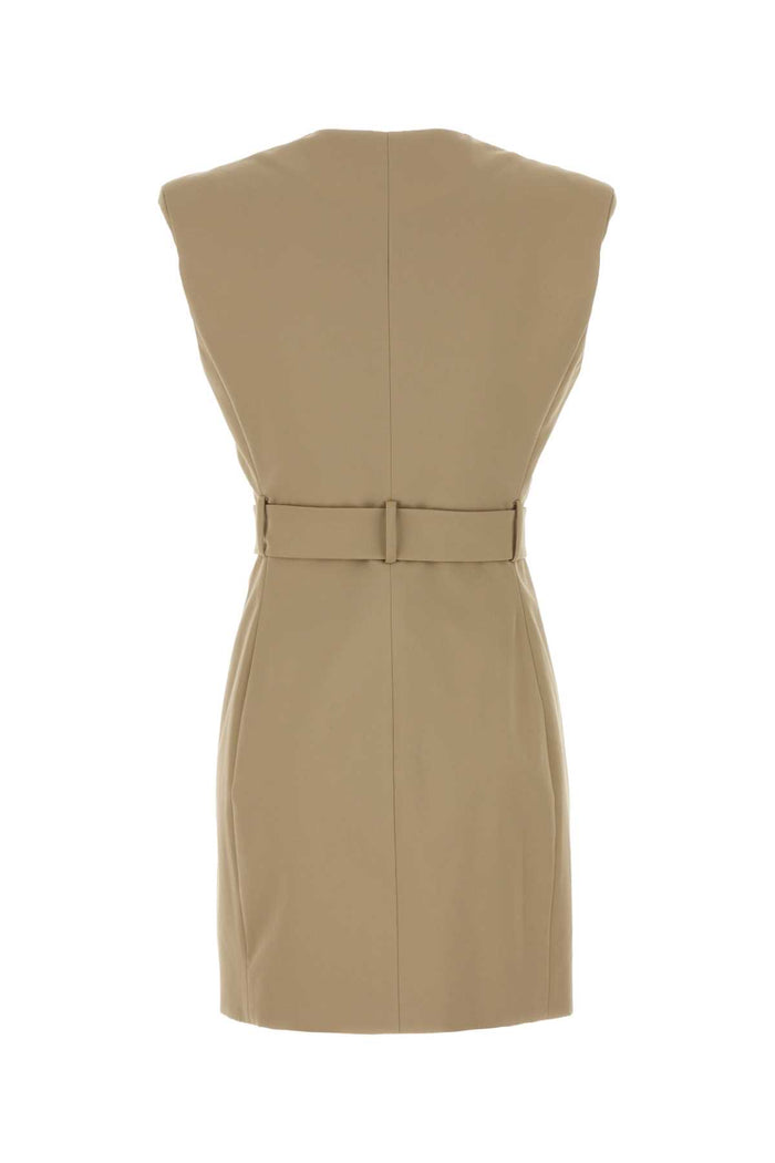Beige Gabardine Dress 0an Sable Abiti