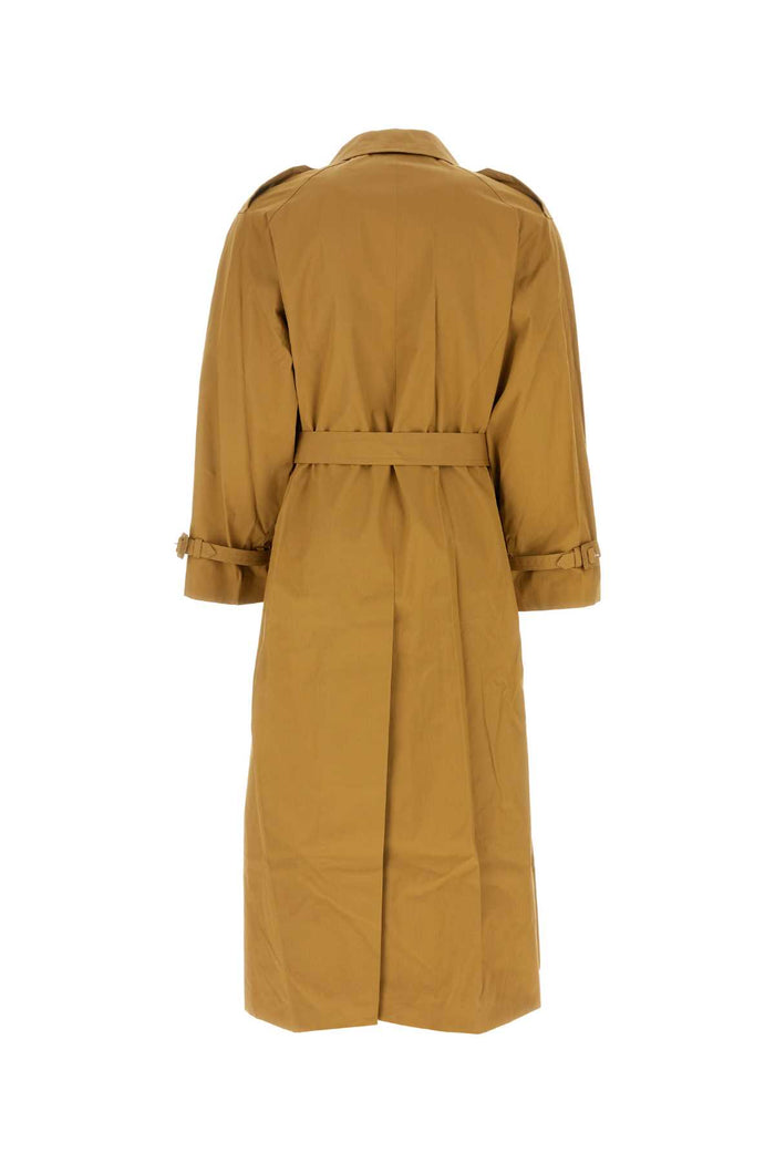 Ochre Cotton Oversize Trench Coat Beige