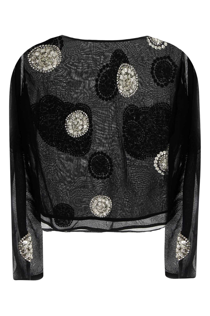 Black Crepe Brooch Top Exterior: Silk Lining: Maglie
