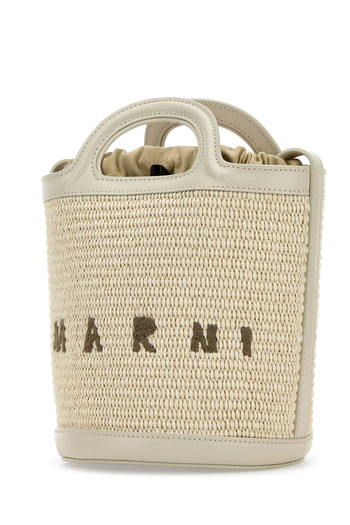 Ivory Leather And Raffia Tropicalia Bucket Bag Shell Borse A Secchiello