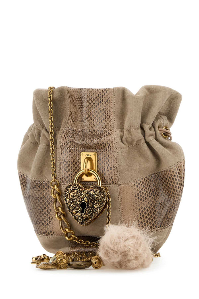 Dove Grey Leather Chain Bucket Bag Boyishbrown Borse A Mano