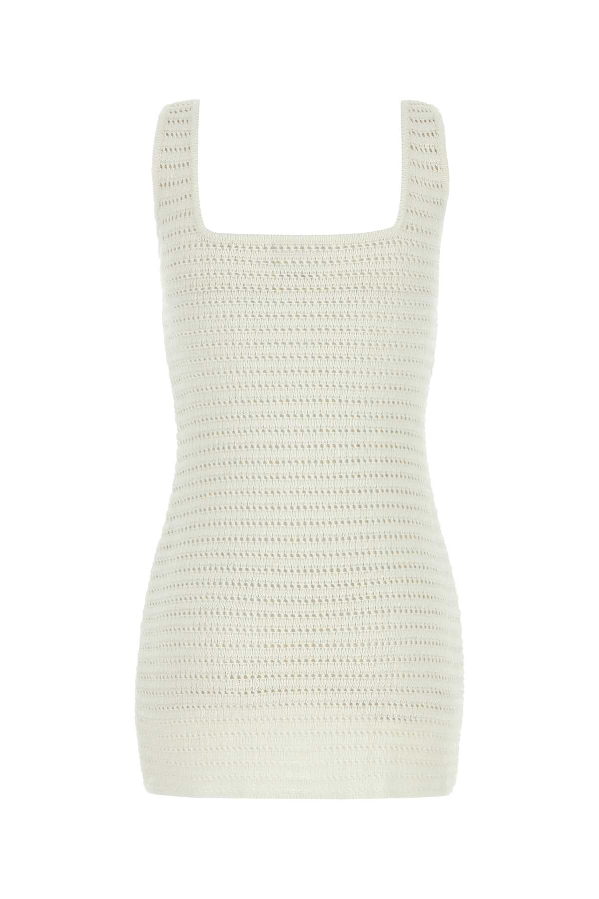 White Crochet Mini Dress Exterior: Organic Linen Abiti