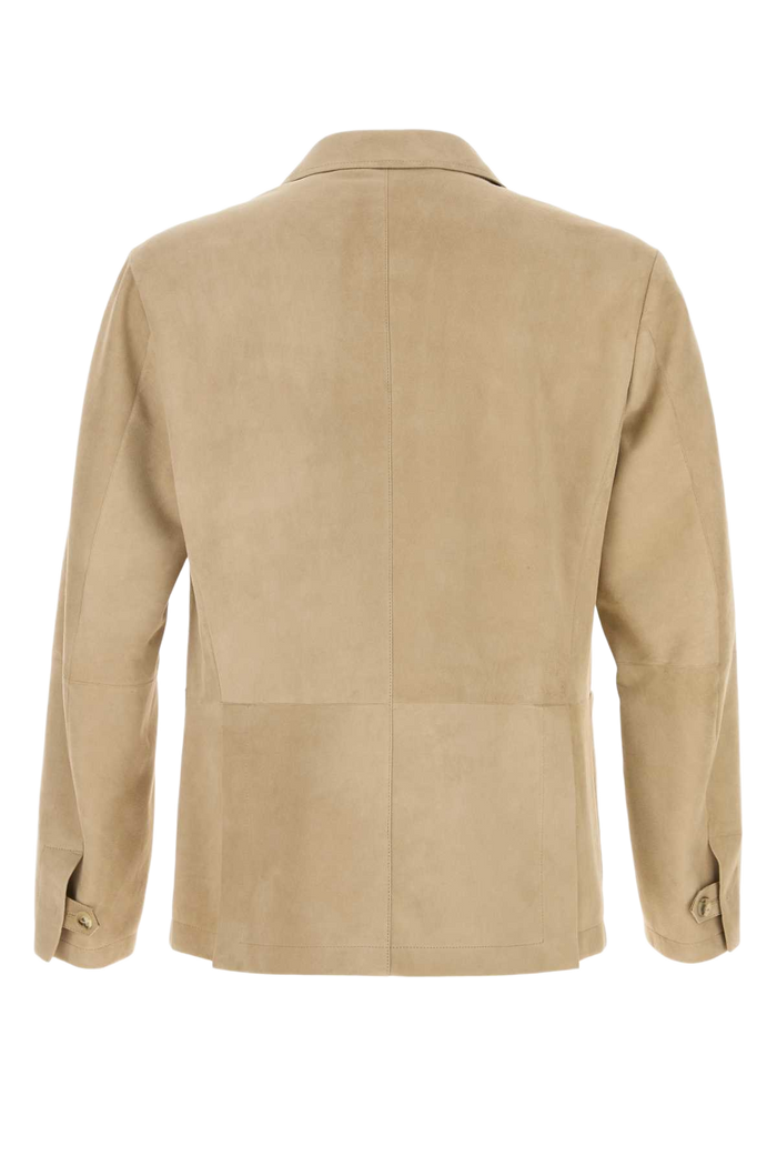 Sand Suede Blazer Beige Exterior: Giacche E Gilet