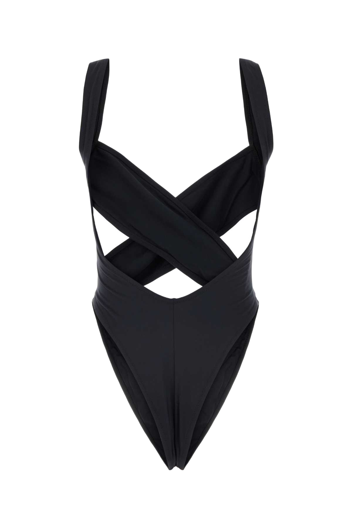 Black Stretch Nylon Exotica Trikini Costumi Da Bagno
