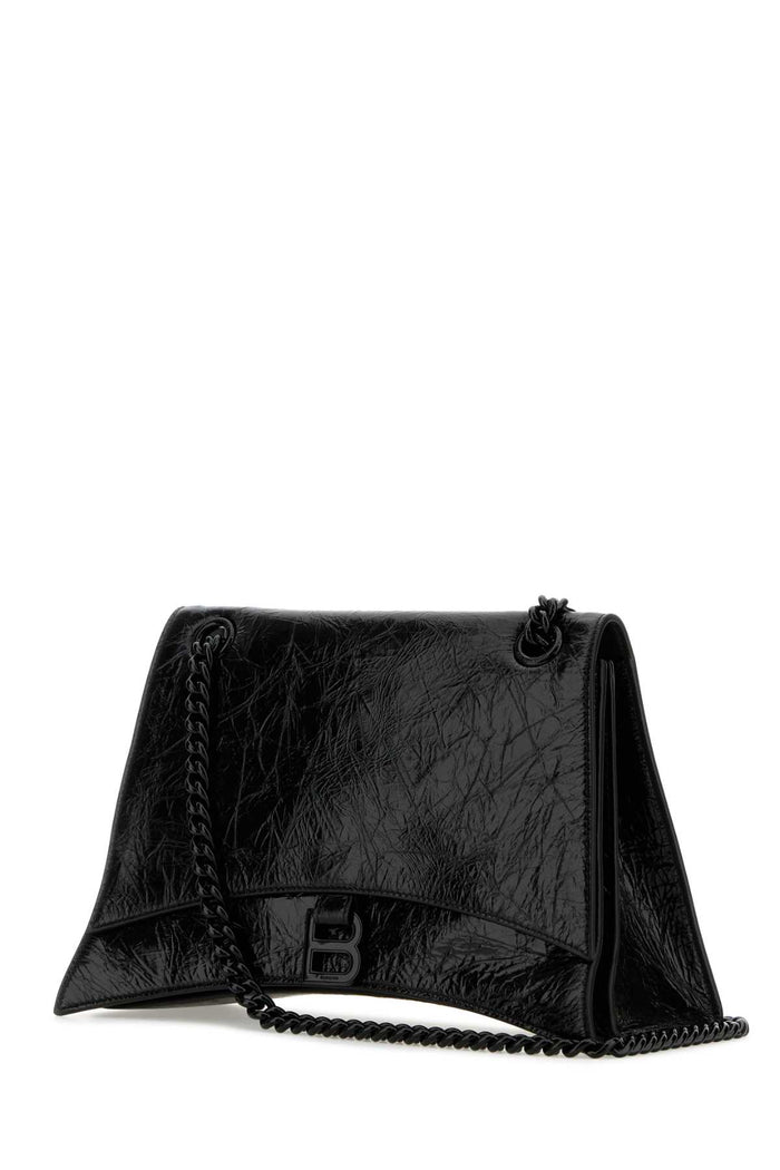 Black Leather Medium Crush Shoulder Bag Borse A Tracolla