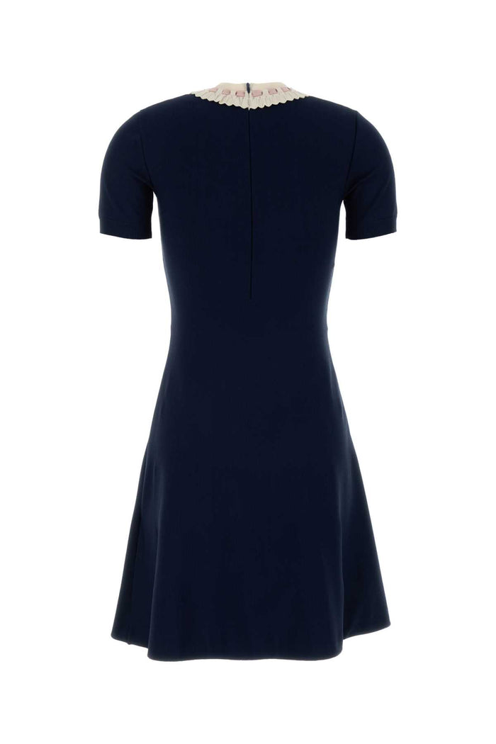 Navy Blue Knit Mini Dress 0w6 Exterior: Viscose Polyester Abiti