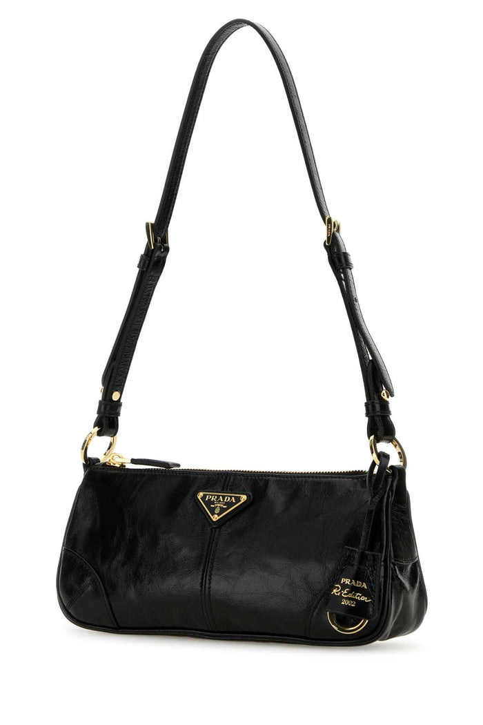 Black Leather Shoulder Bag Nero Calfleather Borse A Mano