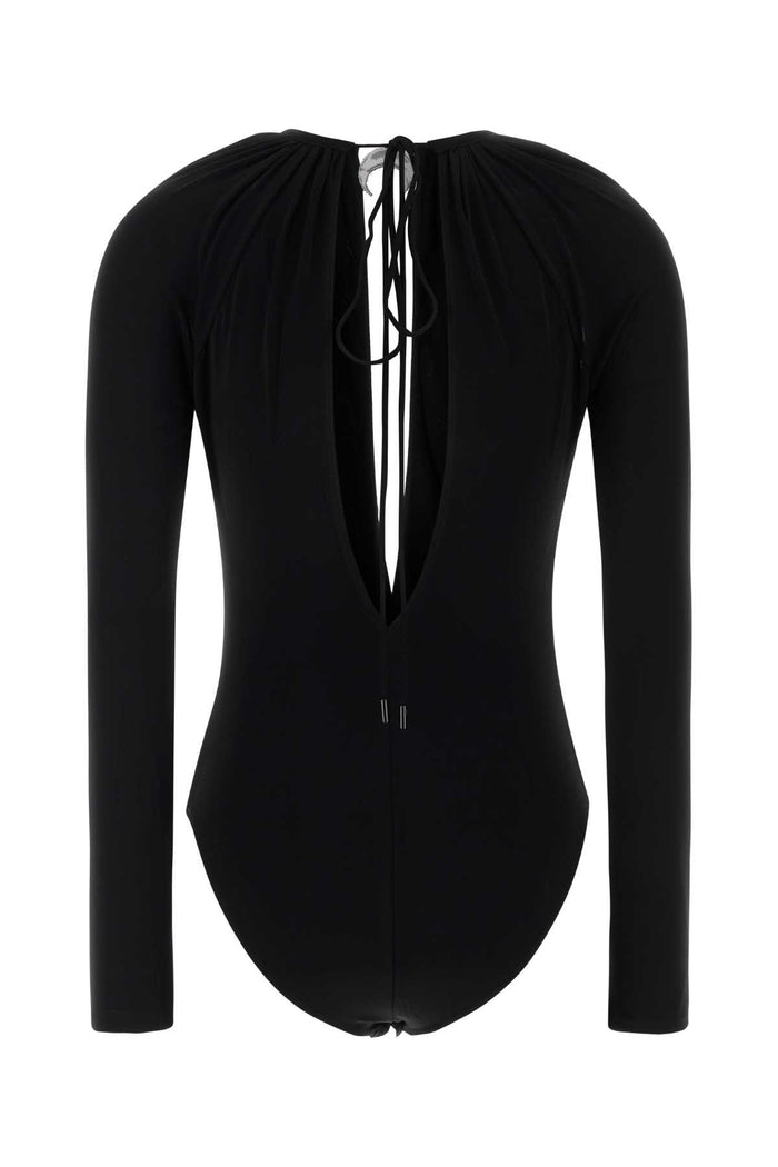 Black Stretch Viscose Bodysuit Exterior: Elastane Maglie