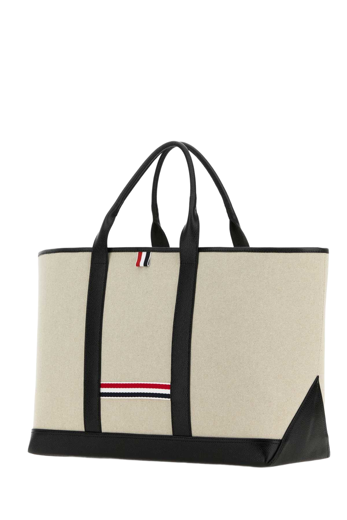 Sand Canvas Medium Rwb-Stripe Shopping Bag Black Portafogli
