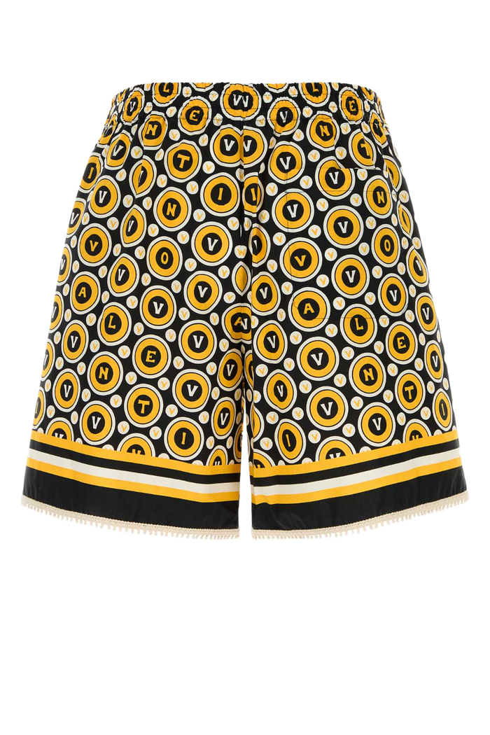 Printed Poplin Bermuda Shorts Nerogialloavorio Exterior: Cotton Costumi Da Bagno
