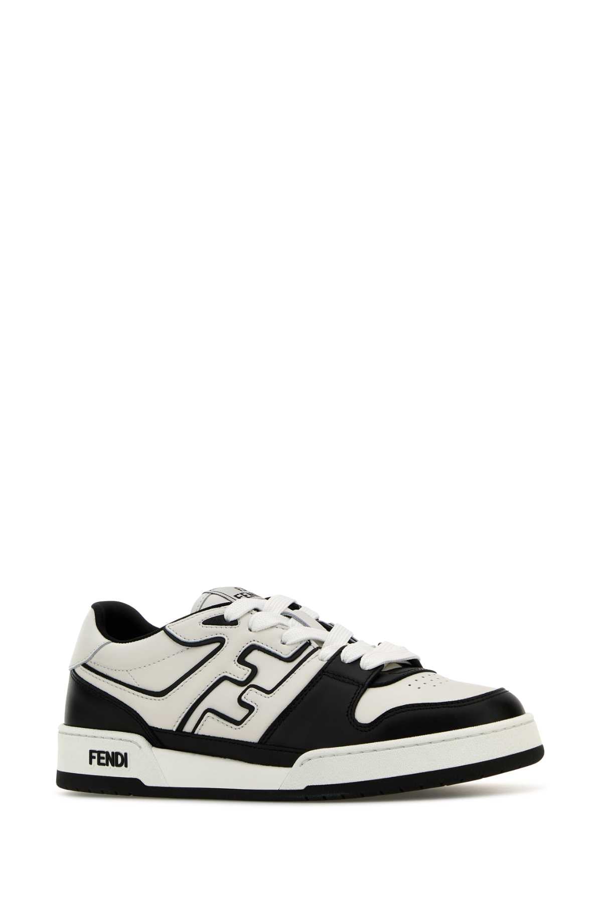 Two-Tone Leather Fendi Match Sneakers Nerobianconeroner
