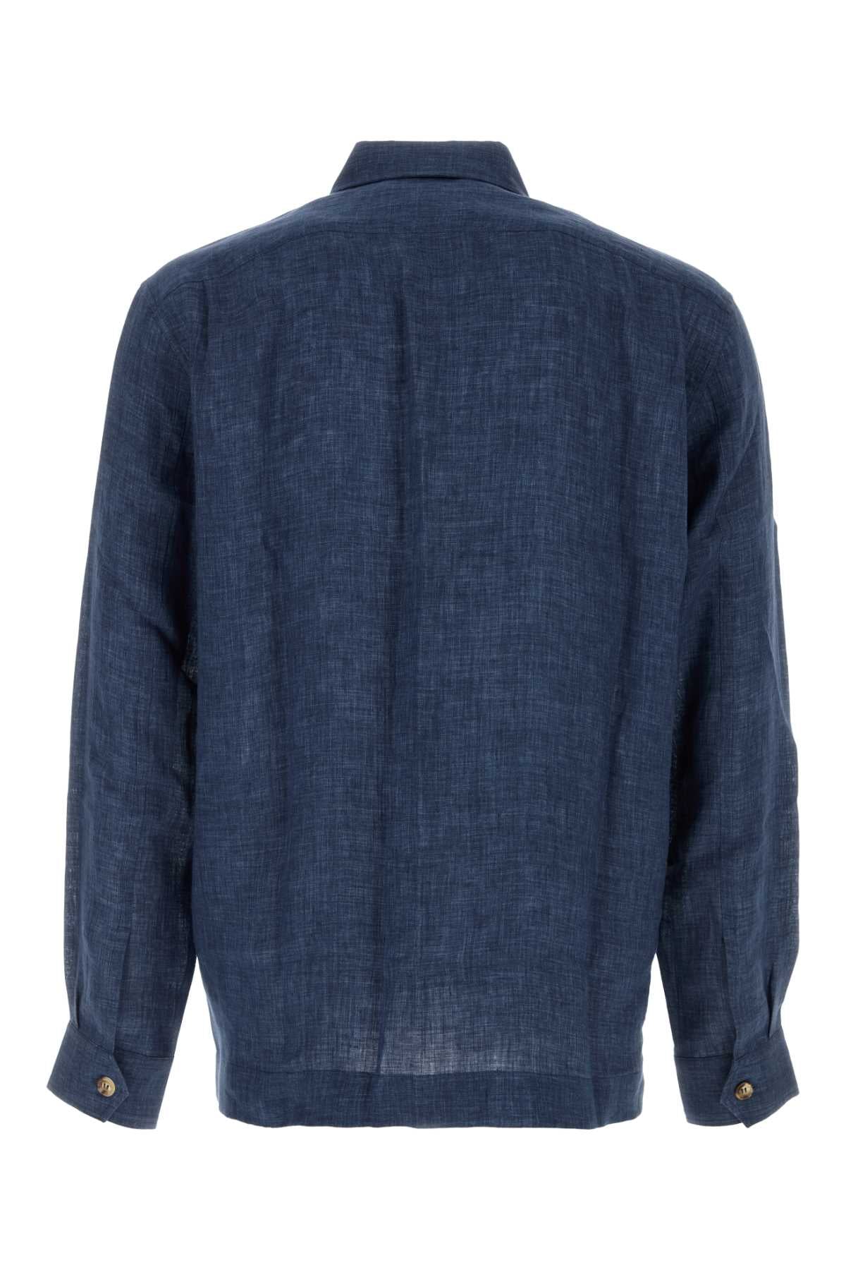 Navy Blue Linen Shirt C018 Exterior: Camicie
