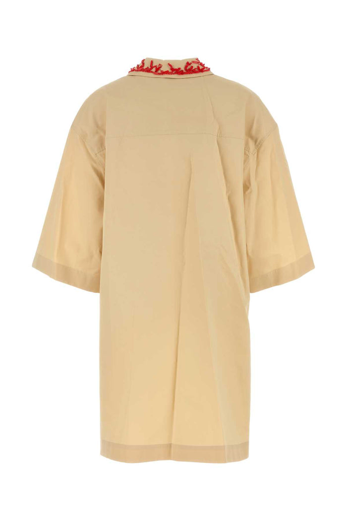 Pastel Yellow Poplin Dress Raffia-25 Exterior: Cotton Abiti