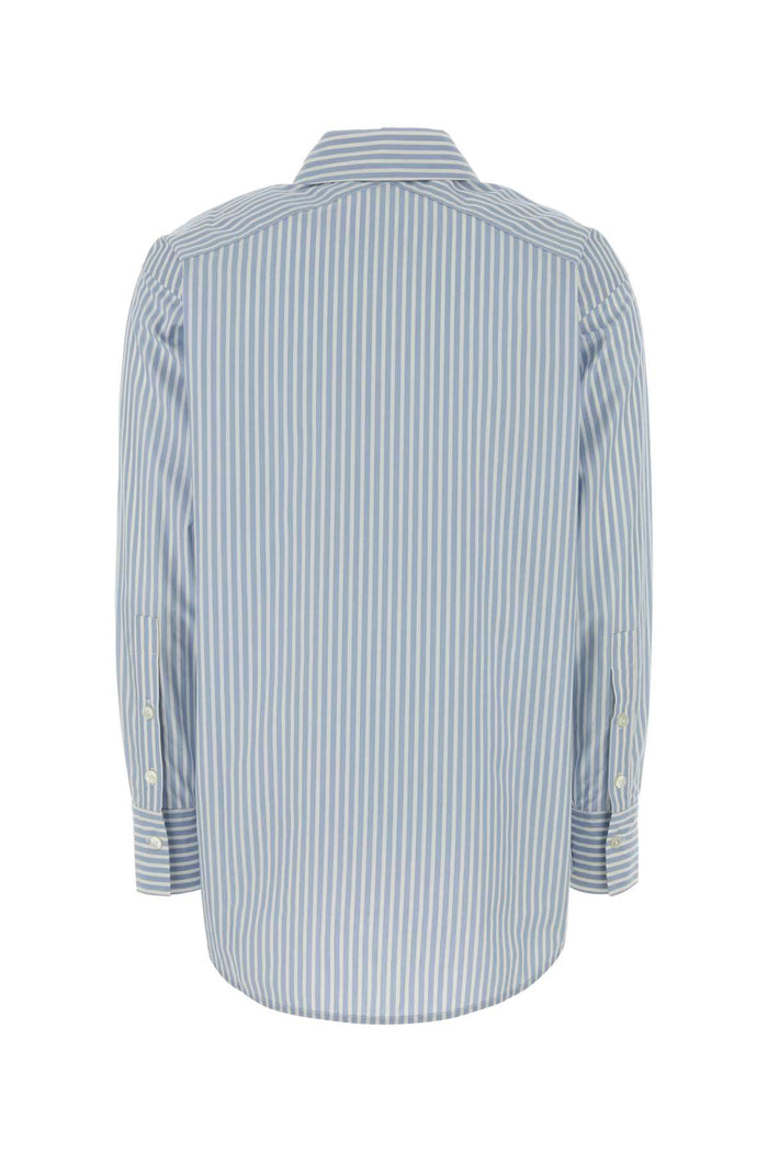 Embroidered Poplin Shirt Biancoblu Exterior: Cotton Camicie
