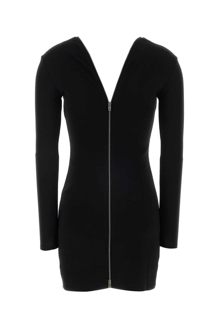 Black Stretch Viscose Mini Dress Exterior: Elastane Abiti