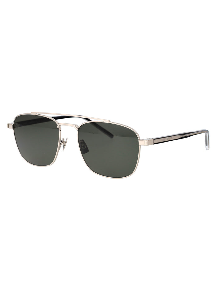 002 Silver Crystal Grey Metal Sunglasses