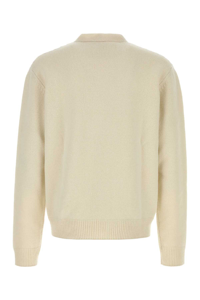 Ivory Wool Kevin Cardigan Ecru Exterior: Maglieria