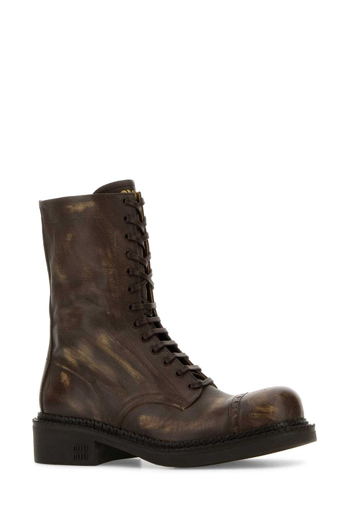 Brown Leather Ankle Boots Cacao Vitello Stivali