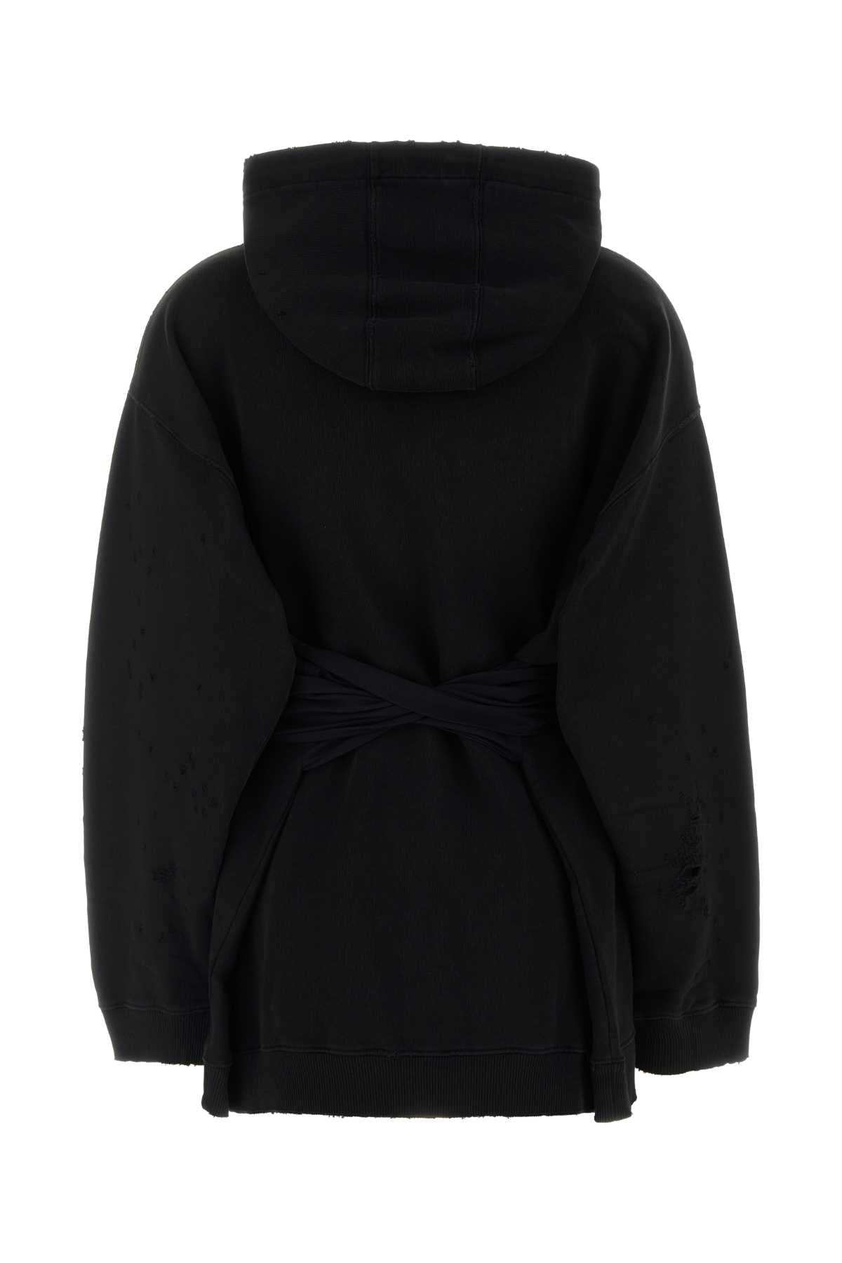 Black Cotton Mini Sweatshirt Dress Cotone Abiti