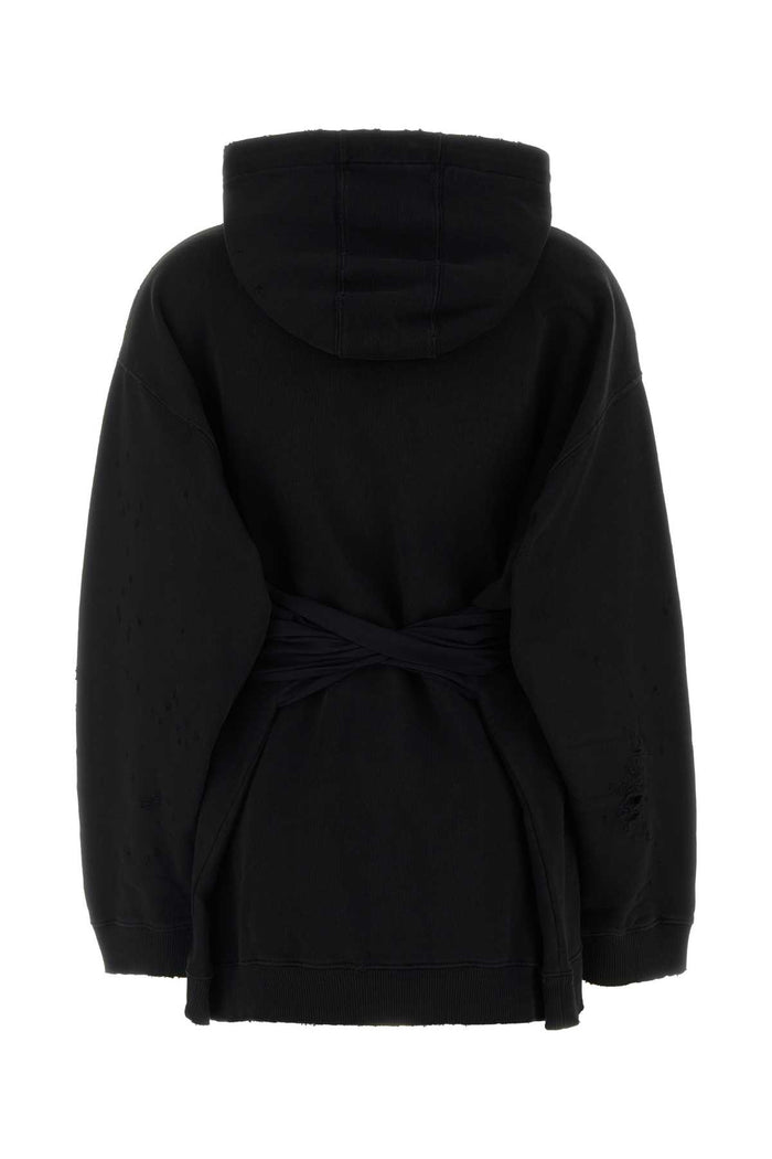 Black Cotton Mini Sweatshirt Dress Cotone Abiti