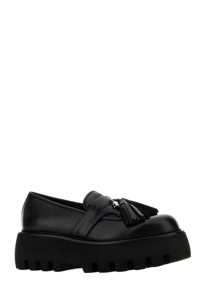 Black Leather Sofa Loafers Mocassini