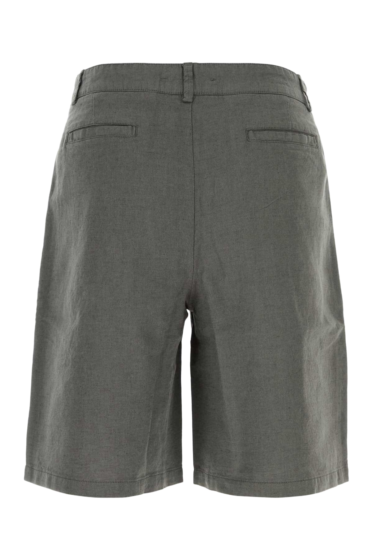 Dark Grey Linen Blend Bermuda Shorts Exterior: Cotton