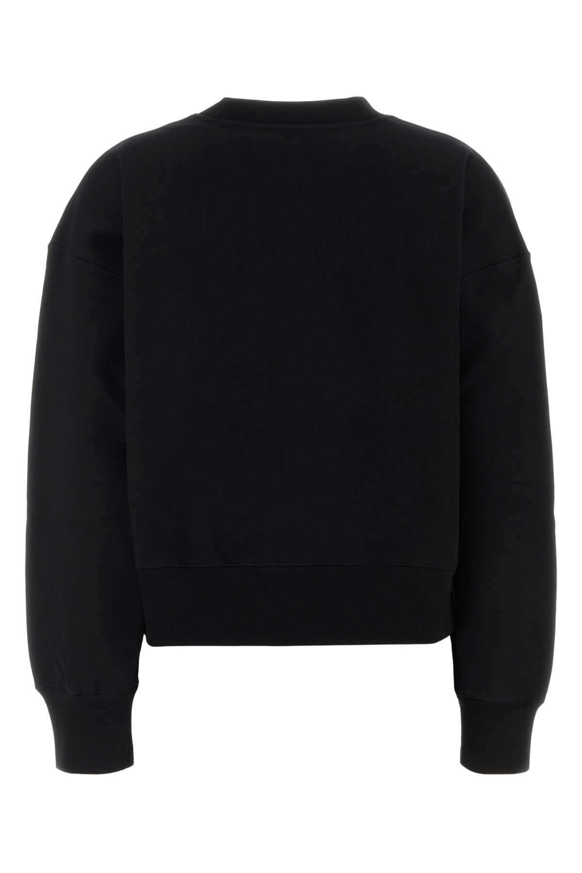 Black Cotton Sweatshirt Blackmix Fabric Felpe