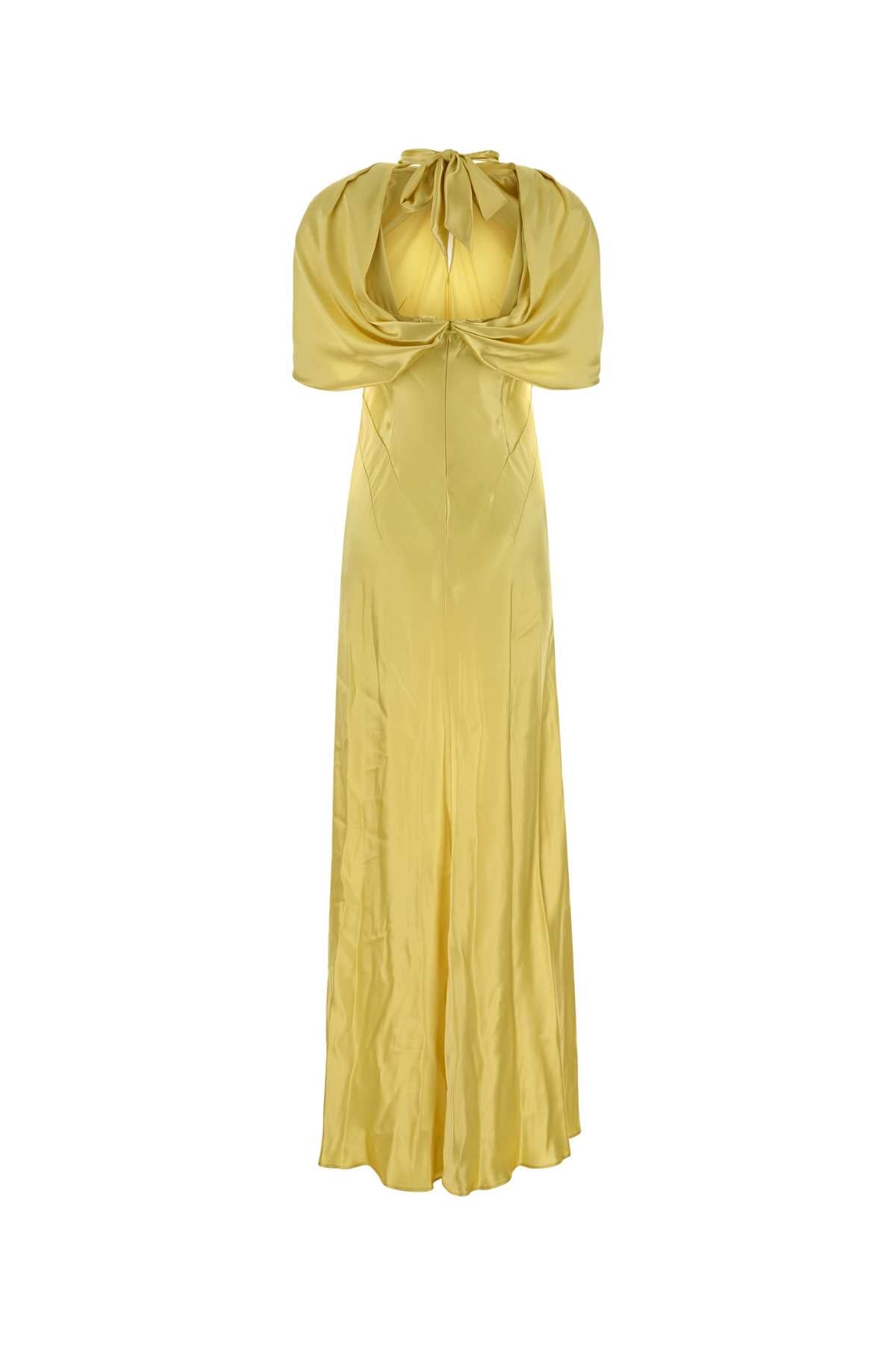 Yellow Satin Long Dress Giallo Exterior: Viscose Abiti