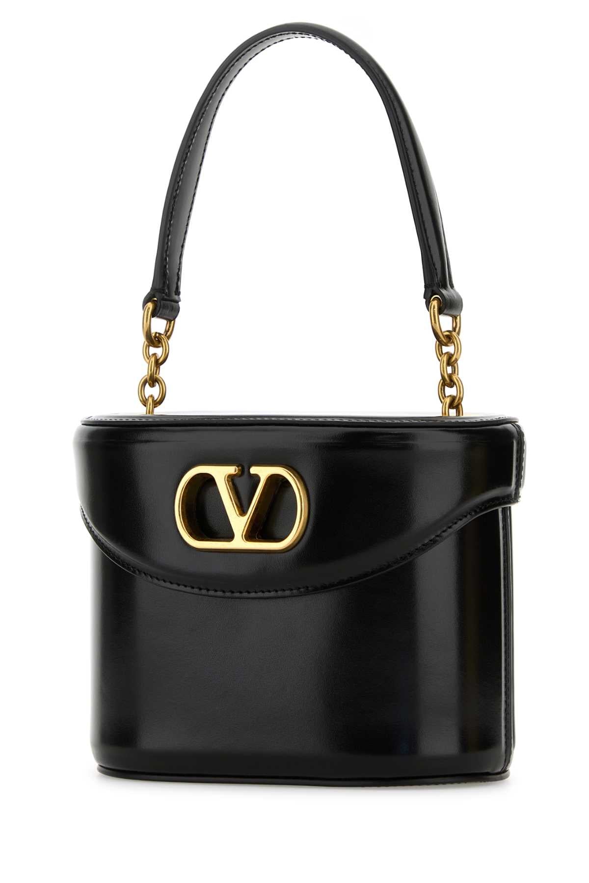 Black Leather Vlogo Signature Bucket Bag Nero Calf - Bos Taurus Borse A Mano