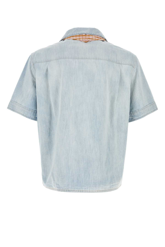 Light-Blue Chambray Shirt Cloud Exterior: Cotton Camicie