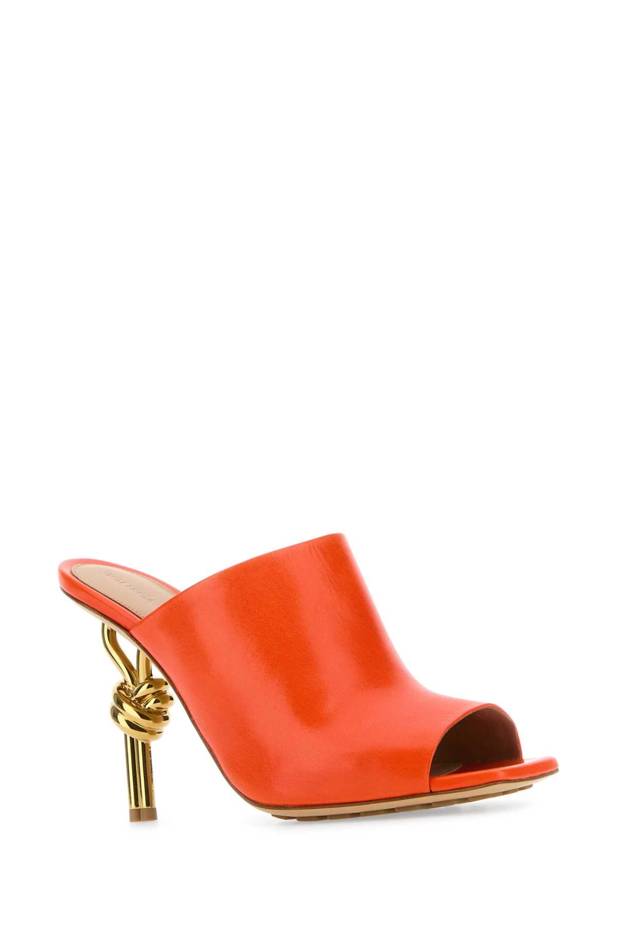 Orange Nappa Leather Knot Mules Neworange Sandali