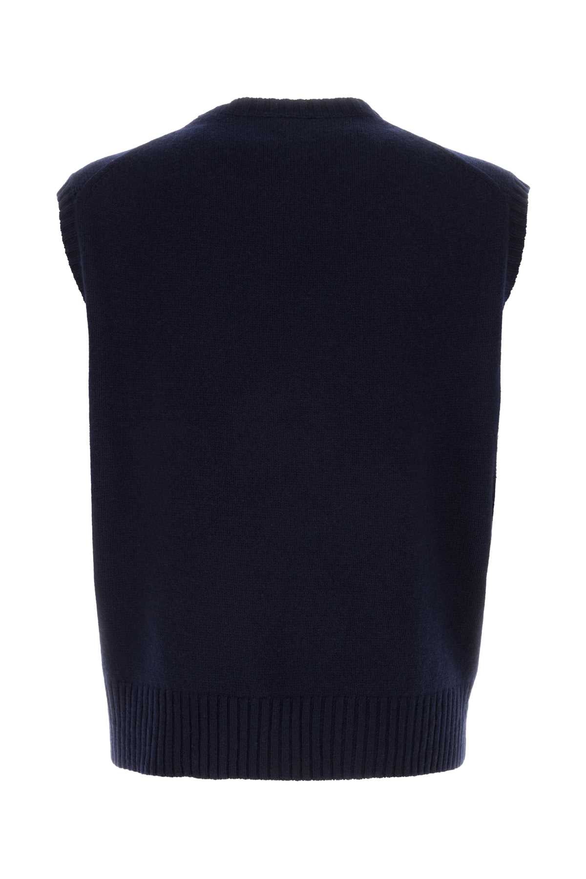 Navy Blue Wool Blend Vest Hunternavy Exterior: Cotton Maglieria