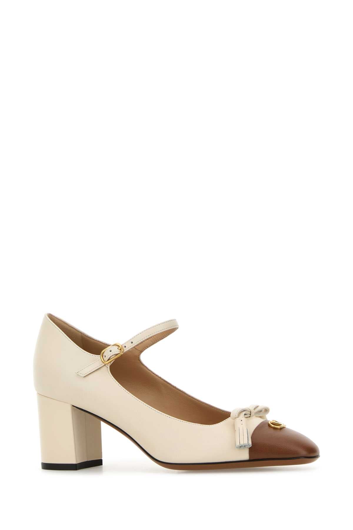Ivory Leather Vlogo Signature Pumps Butterwhitetobacco Scarpe Con Tacco
