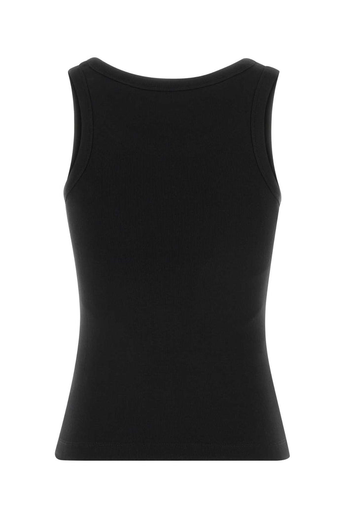 Black Stretch Cotton Tank Top Exterior: Elastane Maglie
